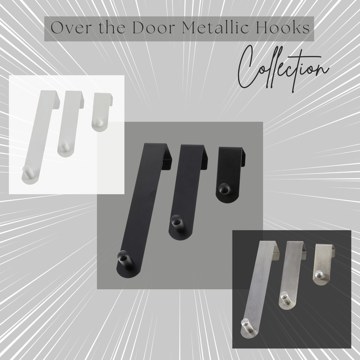Adjustable Over The Door Hooks - 3-Piece Door Hanger Set for Clothing and Accessories 9690108